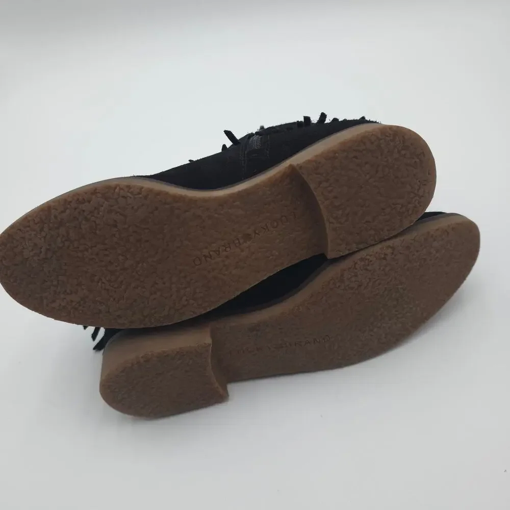 Lucky Brand Women's Galley Fringe Suede Black Bootie Size 7